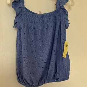 Blue Eyelet Women's Top